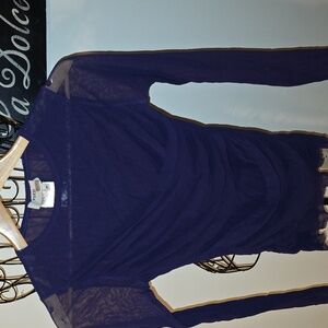 Fuzzi Purple Mesh Top Womens Size Medium Gathered Sides